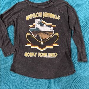 Rowdy Sprout Black Waylon Jennings 'Honky Tonk Hero' Long Sleeve Tee